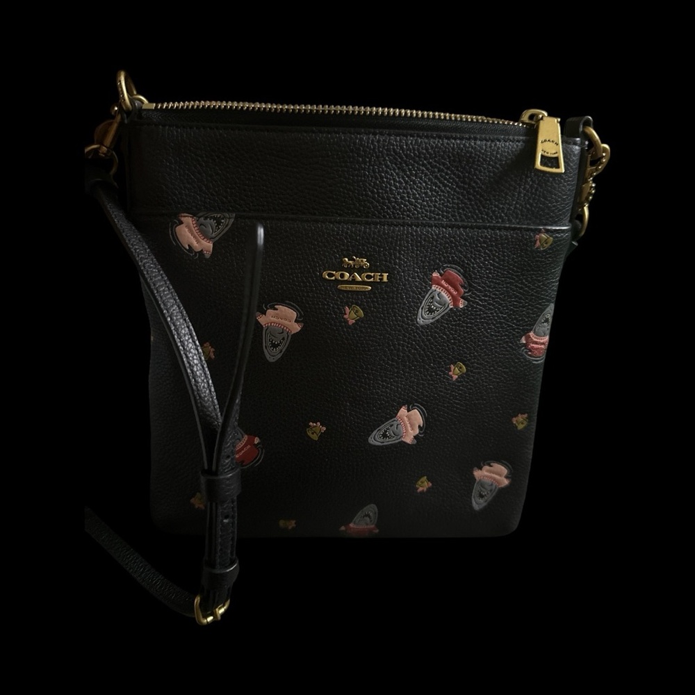 Coach Black Crossbody Bag with shark print